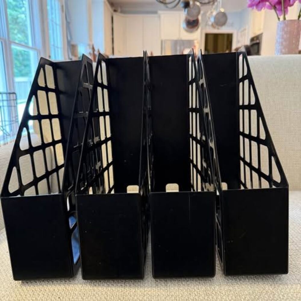 Black Plastic Mesh Magazine File (Set of 4)